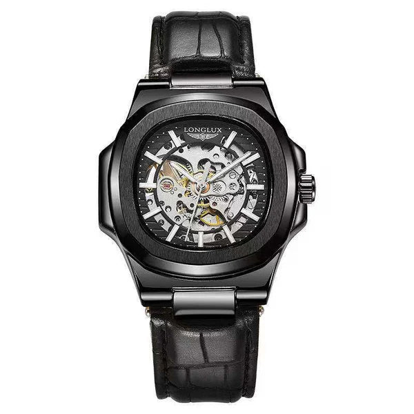 Barrel - shaped Leather Belt Men's Waterproof Mechanical Watch - Emiratec