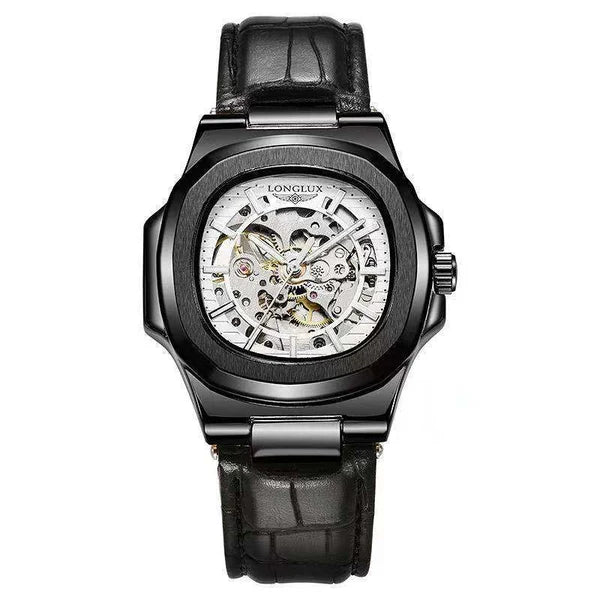 Barrel - shaped Leather Belt Men's Waterproof Mechanical Watch - Emiratec