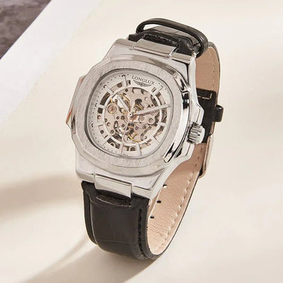 Barrel - shaped Leather Belt Men's Waterproof Mechanical Watch - Emiratec