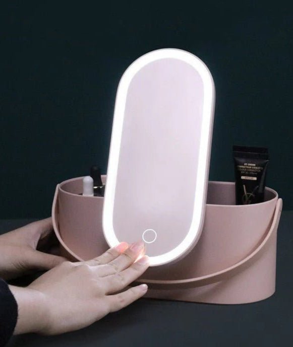 Portable LED Light Storage Box Beauty And Makeup Mirror - Emiratec