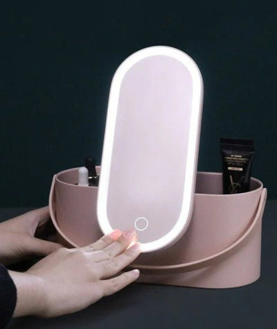 Portable LED Light Storage Box Beauty And Makeup Mirror - Emiratec