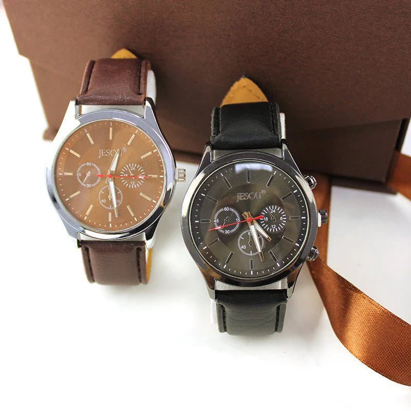 Men's Creative Packed Gift Box Watches Set Quartz Wrist Watch Belt Wallet Cufflinks Pen Suit Mens - Emiratec
