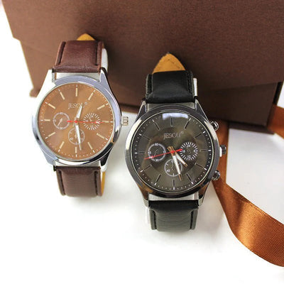 Men's Creative Packed Gift Box Watches Set Quartz Wrist Watch Belt Wallet Cufflinks Pen Suit Mens - Emiratec