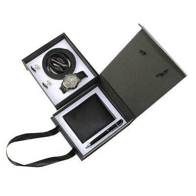Men's Creative Packed Gift Box Watches Set Quartz Wrist Watch Belt Wallet Cufflinks Pen Suit Mens - Emiratec